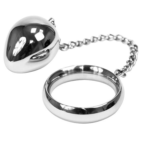 METAL HARD - ANILLO PARA EL PENE 45MM + CADENA CON BOLA METÁLICA