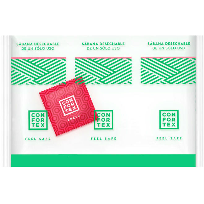 CONFORTEX - LENZUOLA IGIENICHE MONOUSO, BUSTA INDIVIDUALE + PRESERVATIVO ALLA FRAGOLA