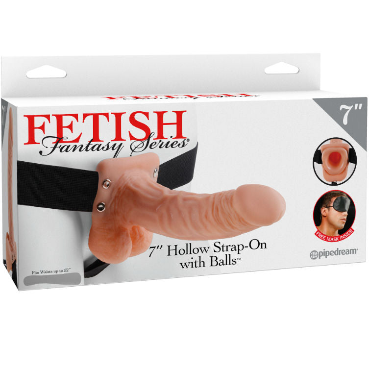 SERIE FETISH FANTASY - SERIE 7 HOLLOW STRAP-ON CON PALLE 17,8 CM FLESH