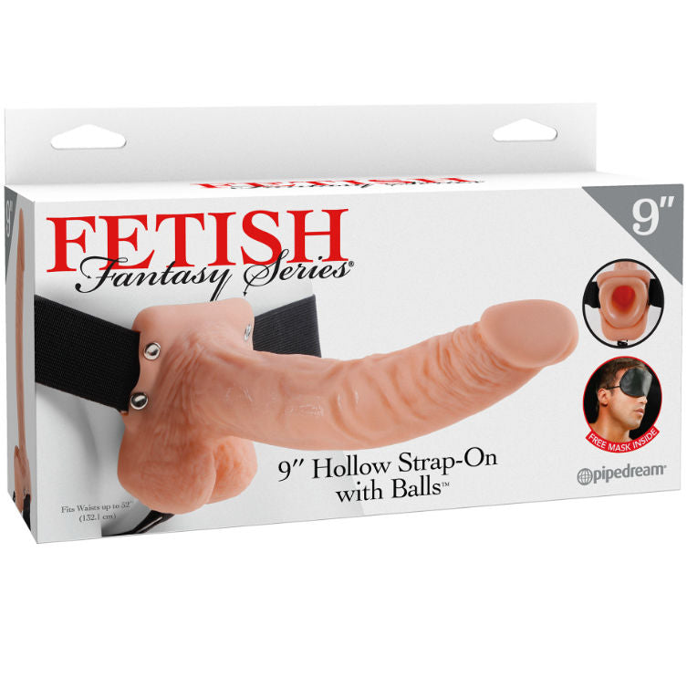 SERIE FETISH FANTASY - SERIE 9 HOLLOW STRAP-ON CON PALLE 22,9 CM CARNE