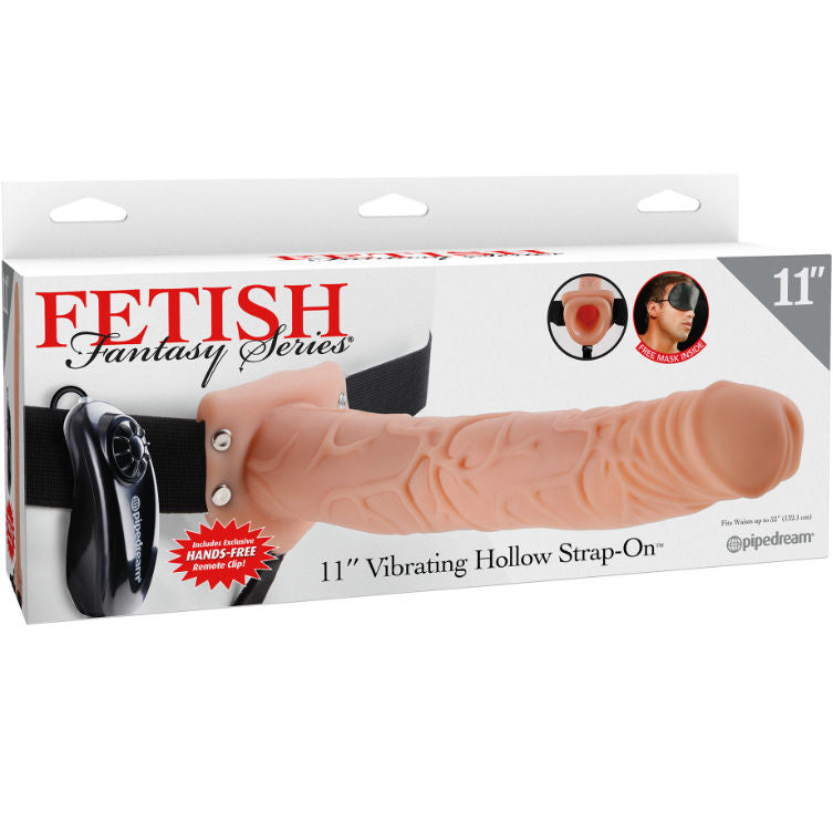 SERIE FETISH FANTASY - SERIE 11 HOLLOW STRAP-ON VIBRANTE CON PALLE 27,9 CM CARNE