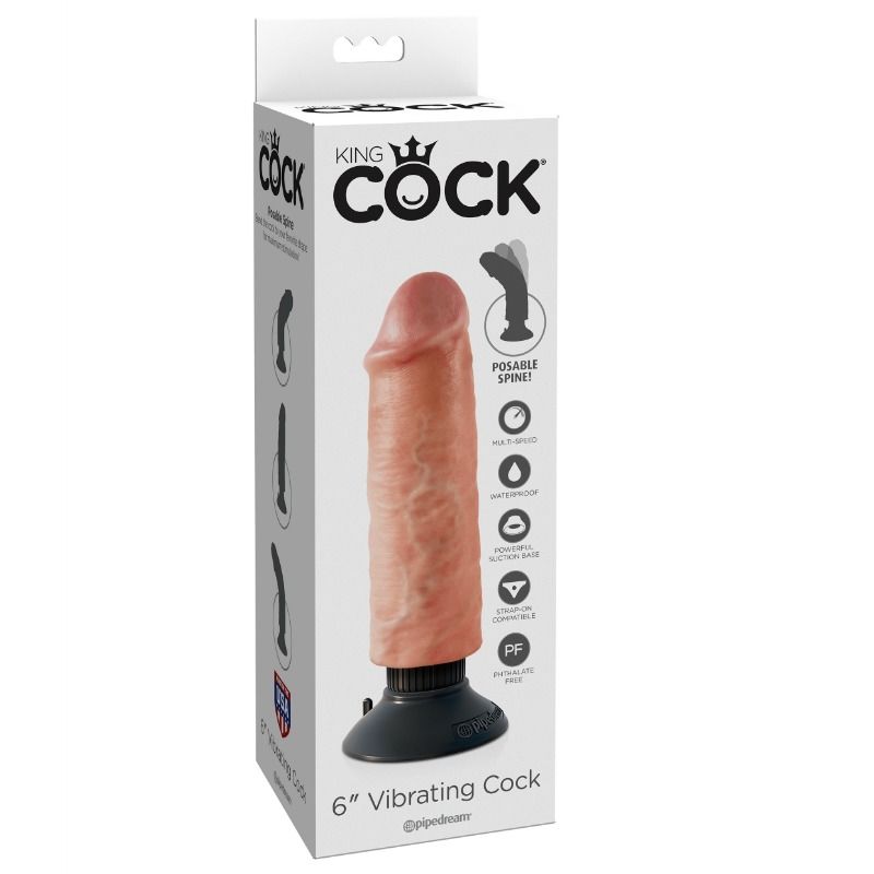 KING COCK - PENE VIBRADOR DE 15,24 CM COLOR CARNE