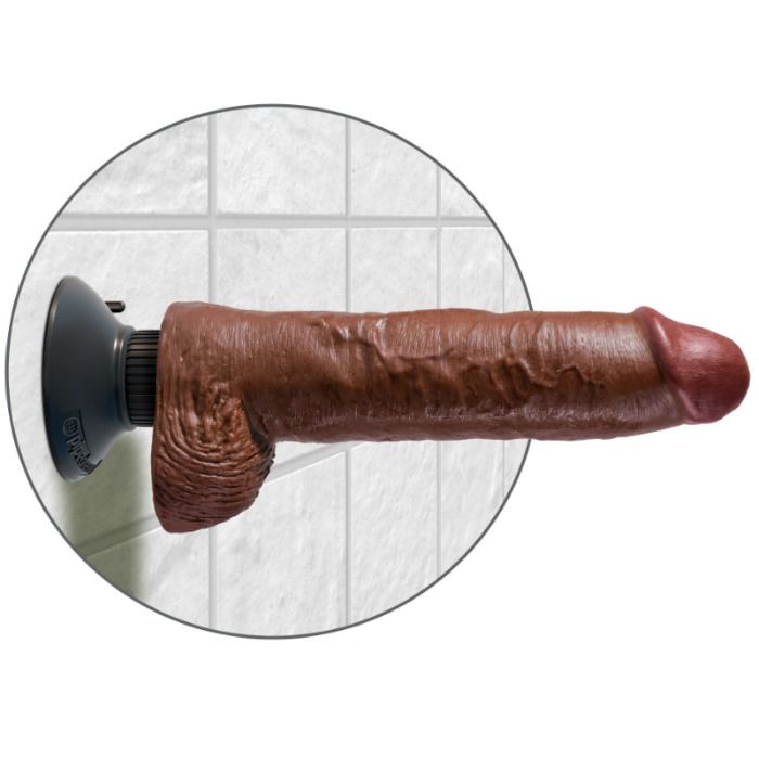 KING COCK - FALLO VIBRANTE DA 25,5 CM CON PALLE MARRONE