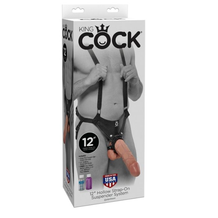 KING COCK - SISTEMA DE TIRANTES CON ARNES HUECO DE 30,5 CM - COLOR CARNE