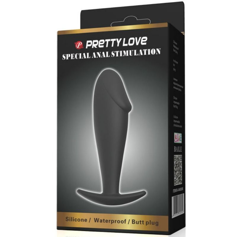 PRETTY LOVE - TAPPO ANALE IN SILICONE A FORMA DI PENE NERO