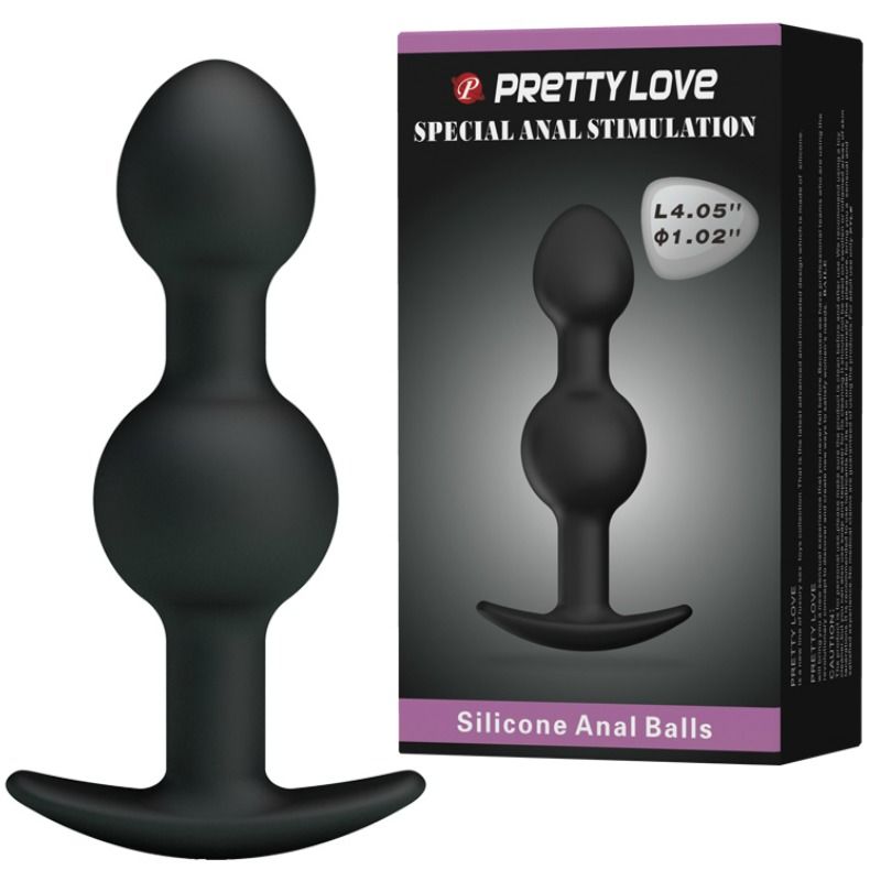 PRETTY LOVE - BOLAS ANALES DE SILICONA DE ESTIMULACIÓN ESPECIAL 10,3 CM NEGRAS