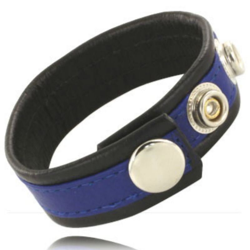 CORPO IN PELLE - CINTURINO IN PELLE REGOLABILE PER PENE BLU-NERO