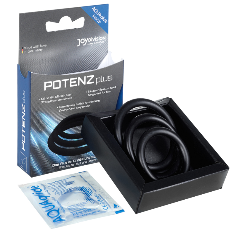 JOYDIVISION POTENZDUO - PIÙ SET DI 3 ANELLI NERI - S, M, L