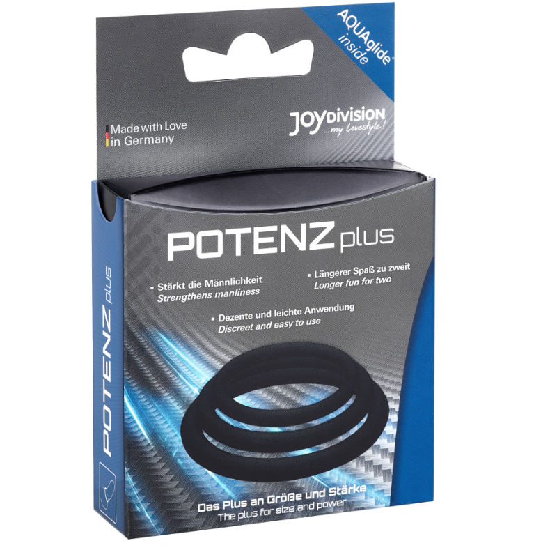 JOYDIVISION POTENZDUO - PIÙ SET DI 3 ANELLI NERI - S, M, L