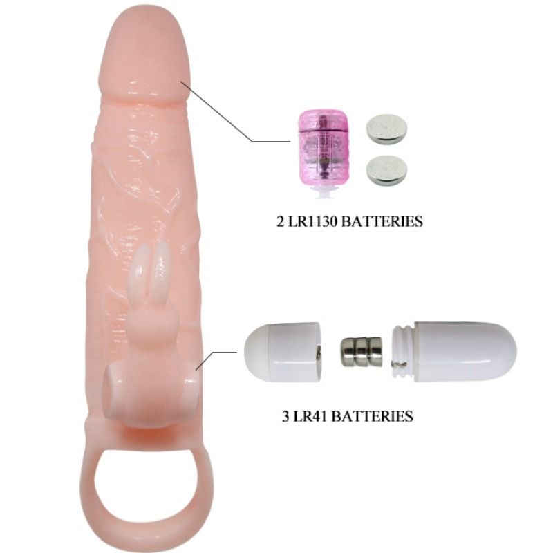 BAILE - FUNDA DE PENE BRAVE MAN CON CONEJO Y DOBLE MOTOR CARNE 16,5 CM