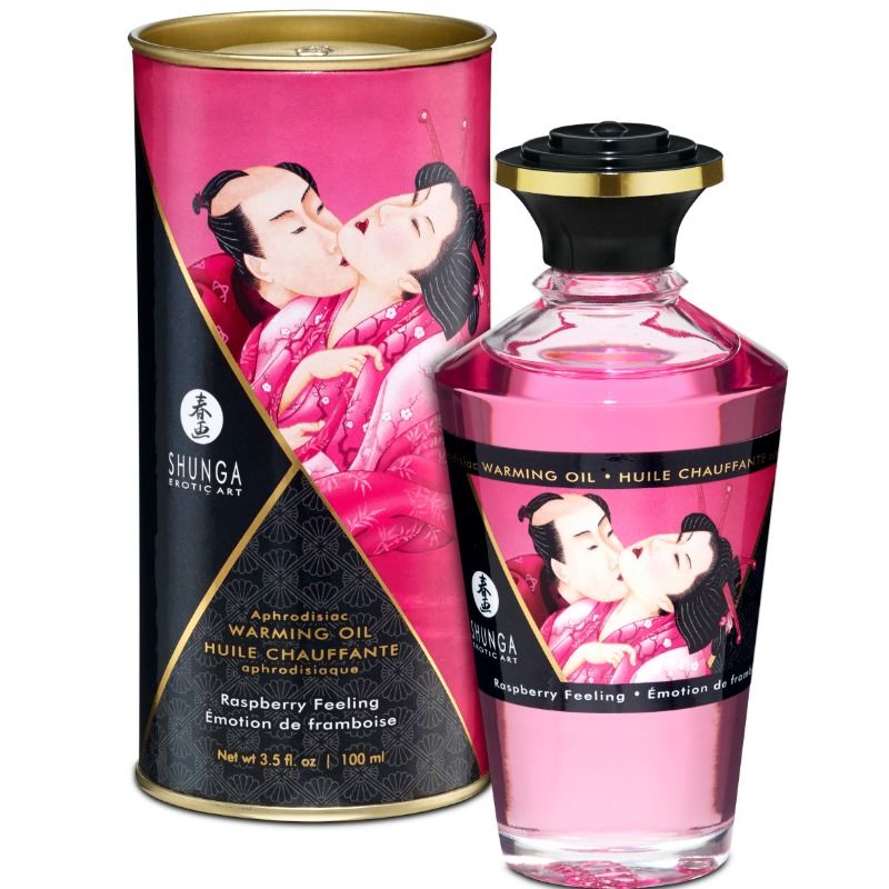 SHUNGA - ACEITE DE MASAJE EFECTO CALOR SABOR INTENSO A FRAMBUESA 100 ML
