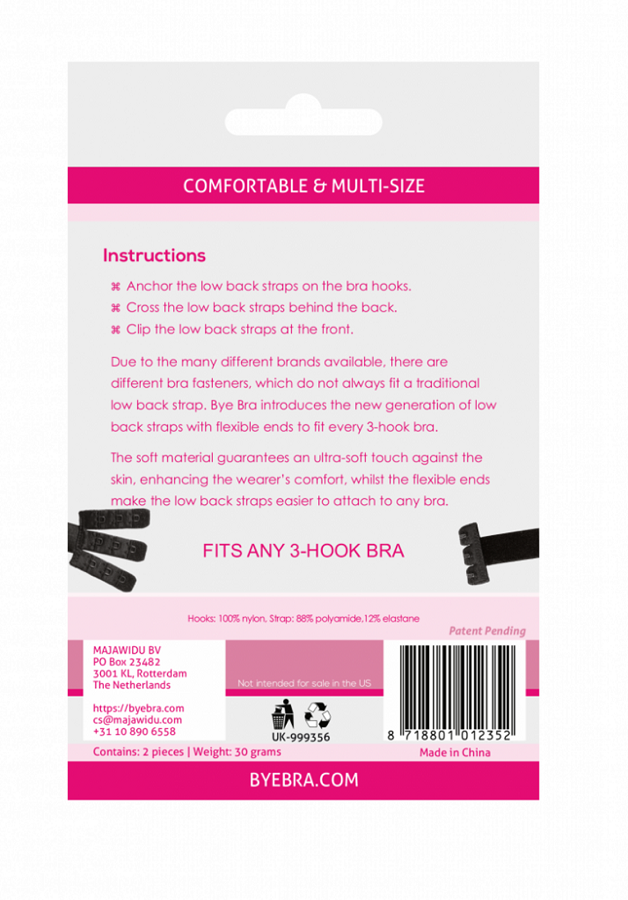 BYE-BRA - ADATTATORE PER REGGISENO CON SCHIENA APERTA NERO E BIANCO