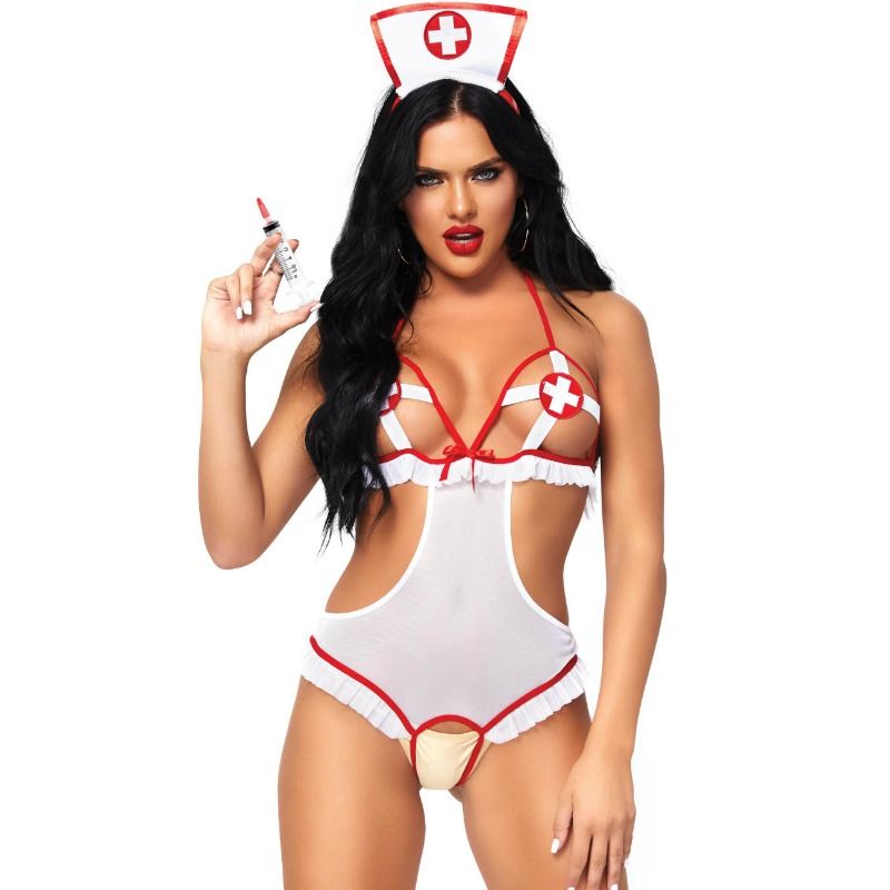 LEG AVENUE - NURSE APERTO TEDDY SENZA COLLO TAGLIA UNICA