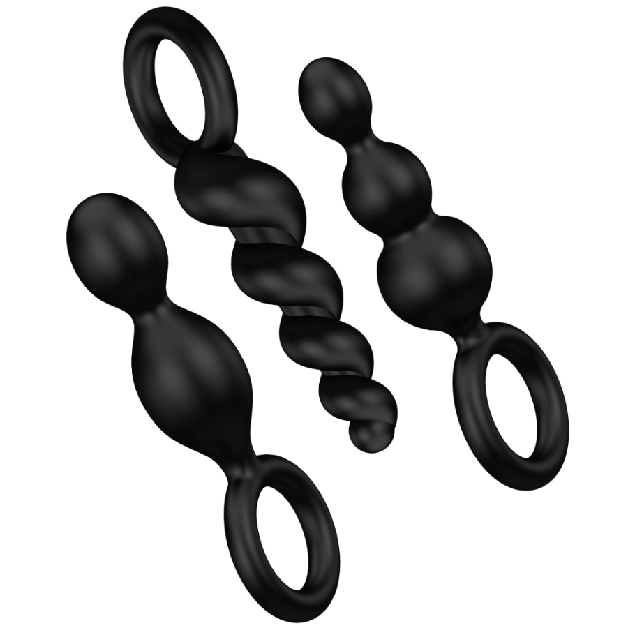 SATISFYER - SET DI 3 TAPPI ANALI NERI