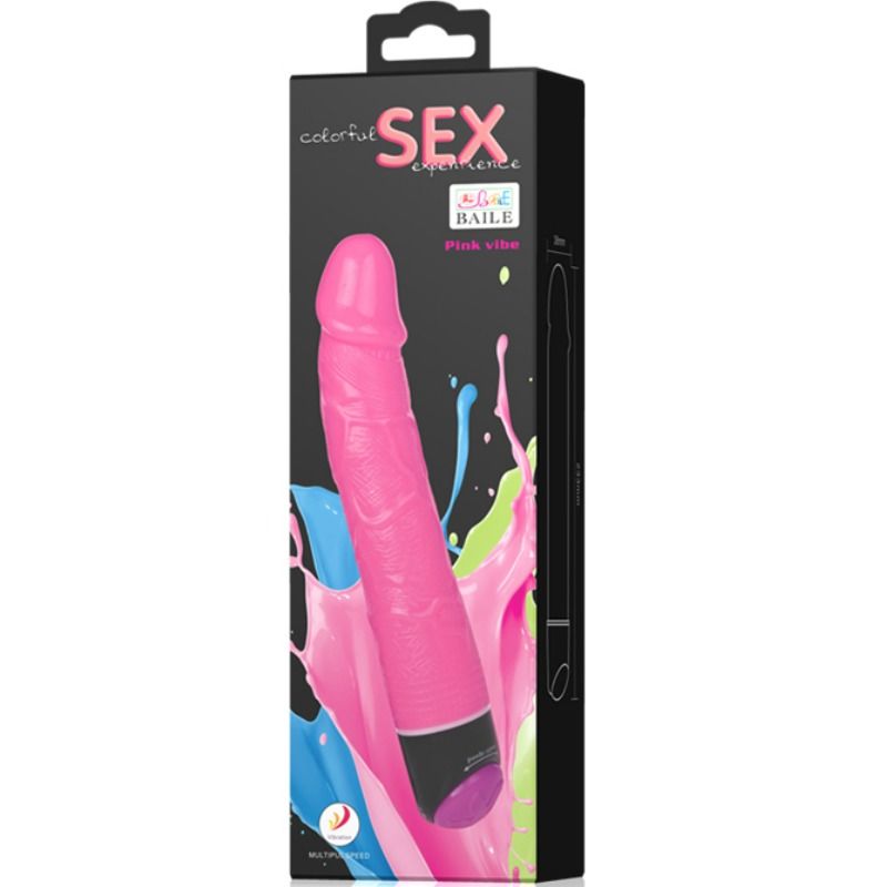 BAILE - VIBRADOR REALISTA SEXUAL COLORIDO ROSA 23 CM