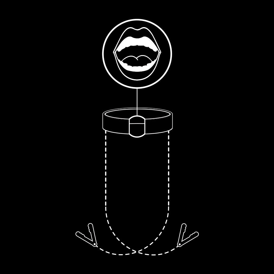 FETISH SUBMISSIVE - ANELLO BAVAGLIO CON MORSETTI PER CAPEZZOLI
