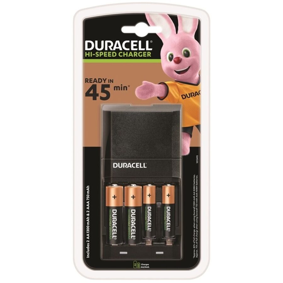 DURACELL - CARICABATTERIE 45 MIN. + 2xAA 1700mAh + 2xAAA 750mAh