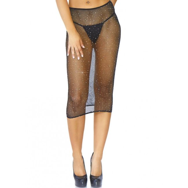 LEG AVENUE - ABITO MULTIUSO IN RETE CRISTALLIZZATA NERO OS