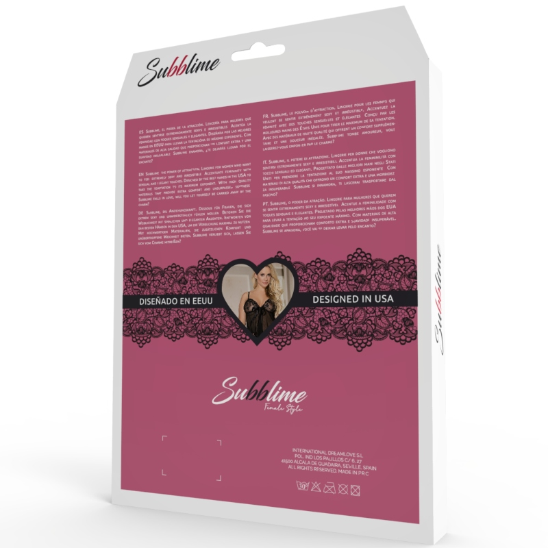 SUBBLIME - CONJUNTO DE SUJETADOR Y BRAGUITA NEGRO S/M