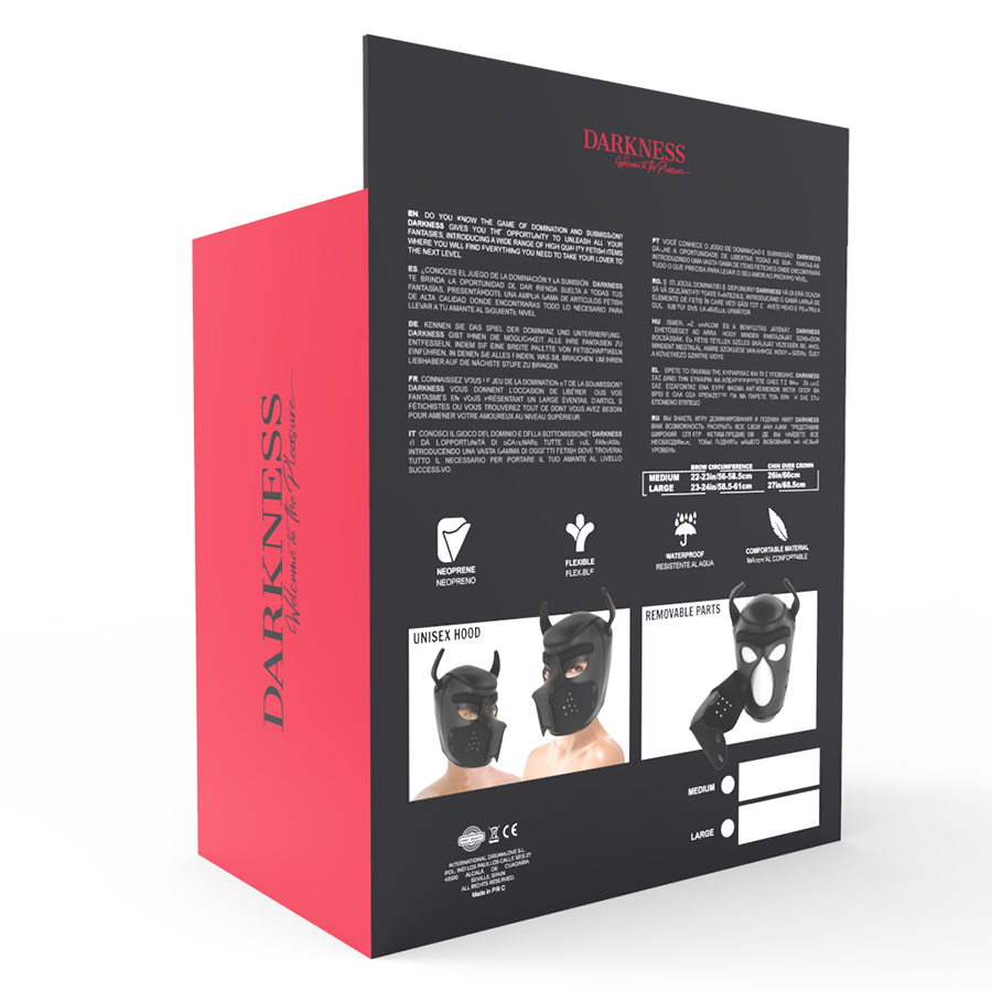 DARKNESS - MASCHERA IN NEOPRENE PER CANI CON MUSO RIMOVIBILE M