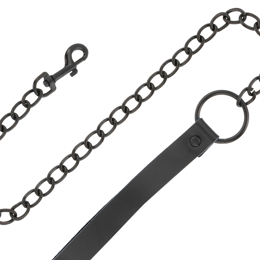 OSCURITÀ - MANETTE E COLLARE IN PELLE NERA