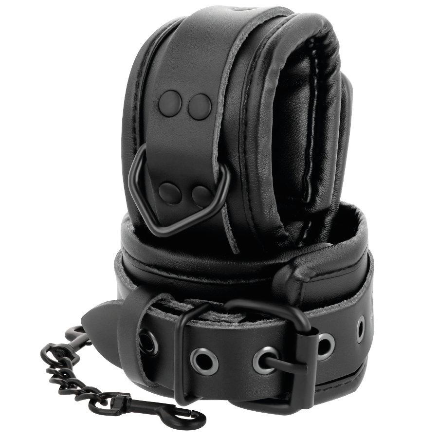 OSCURITÀ - MANETTE E COLLARE IN PELLE NERA