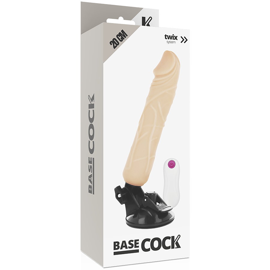 BASECOCK - VIBRATORE REALISTICO TELECOMANDO CARNE 20 CM -O- 4 CM