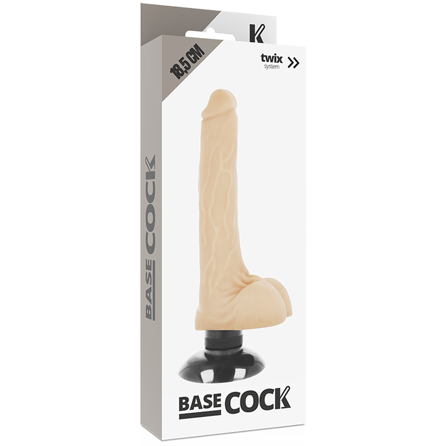 BASECOCK - VIBRATORE REALISTICO 2-1 CARNE 18,5 CM -O- 4 CM