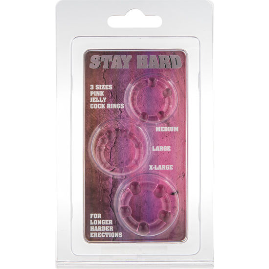 SEVEN CREATIONS - SET DI TRE ANELLI ROSA PER IL PENE