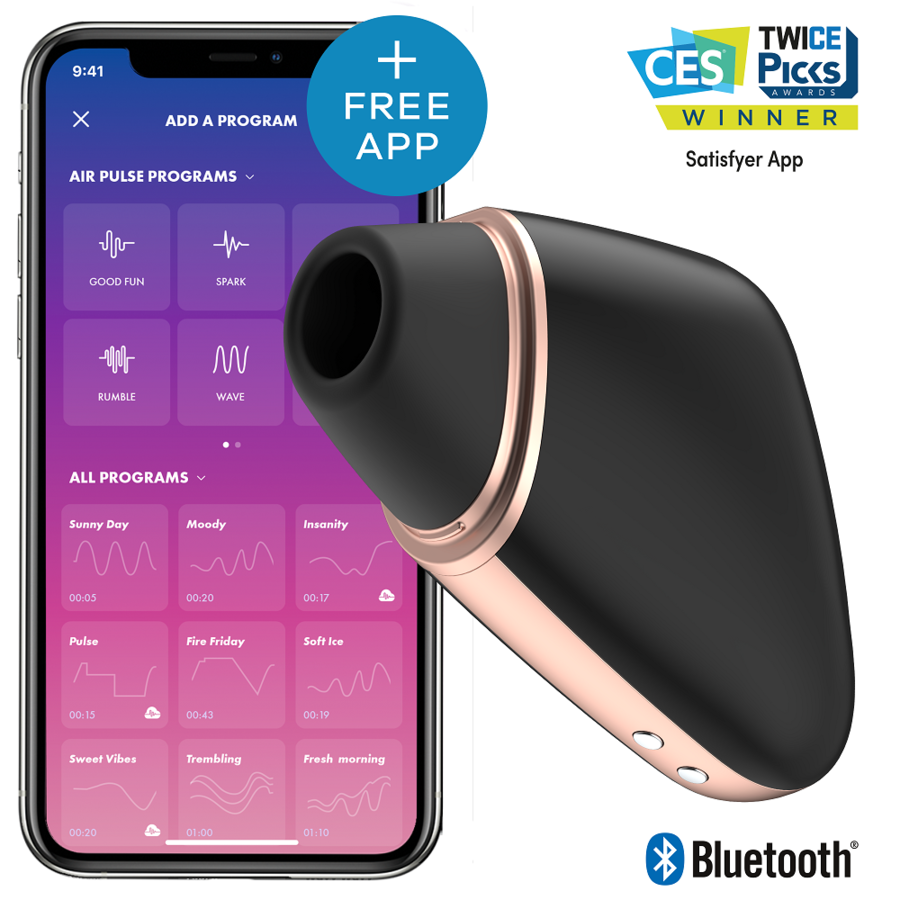 SATISFYER - STIMOLATORE E VIBRATORE A IMPULSI D'ARIA TRIANGOLO AMOROSA NERO