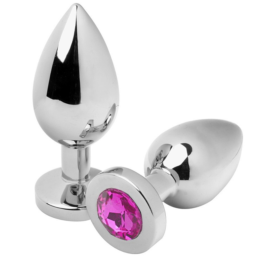 METAL HARD - PLUG ANALE ROSA DIAMANTE MEDIO 7,62 CM