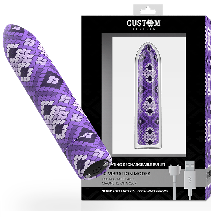 PROIETTILI PERSONALIZZATI - PROIETTILE MAGNETICO VIOLA RICARICABILE SNAKE 10 INTENSITÀ