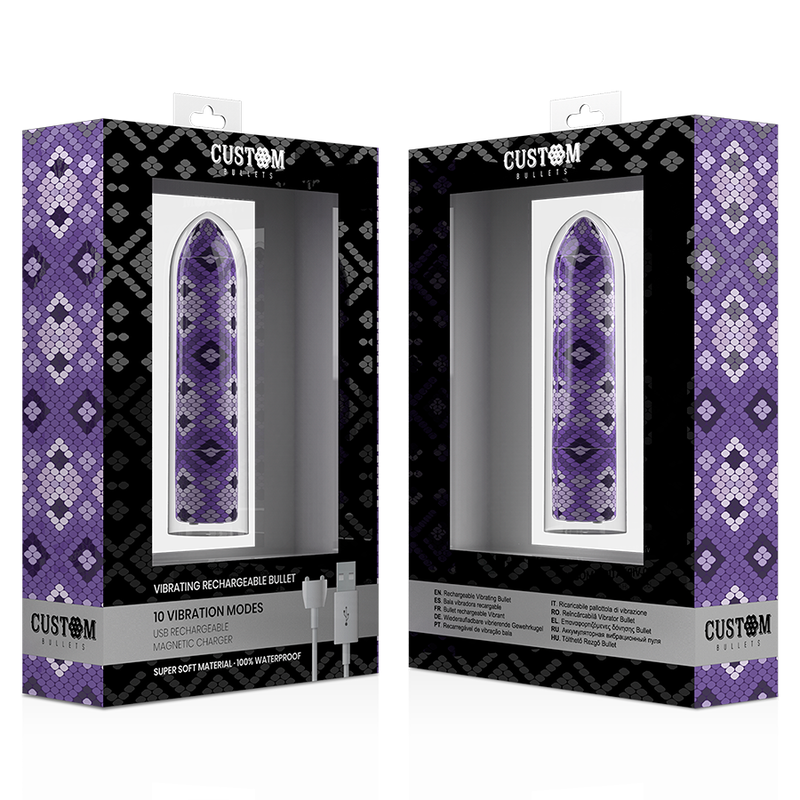 PROIETTILI PERSONALIZZATI - PROIETTILE MAGNETICO VIOLA RICARICABILE SNAKE 10 INTENSITÀ