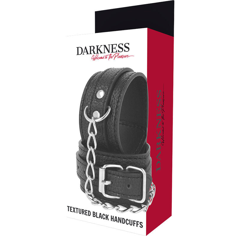 DARKNESS - MANETTE IN PELLE NERA TESTURIZZATA