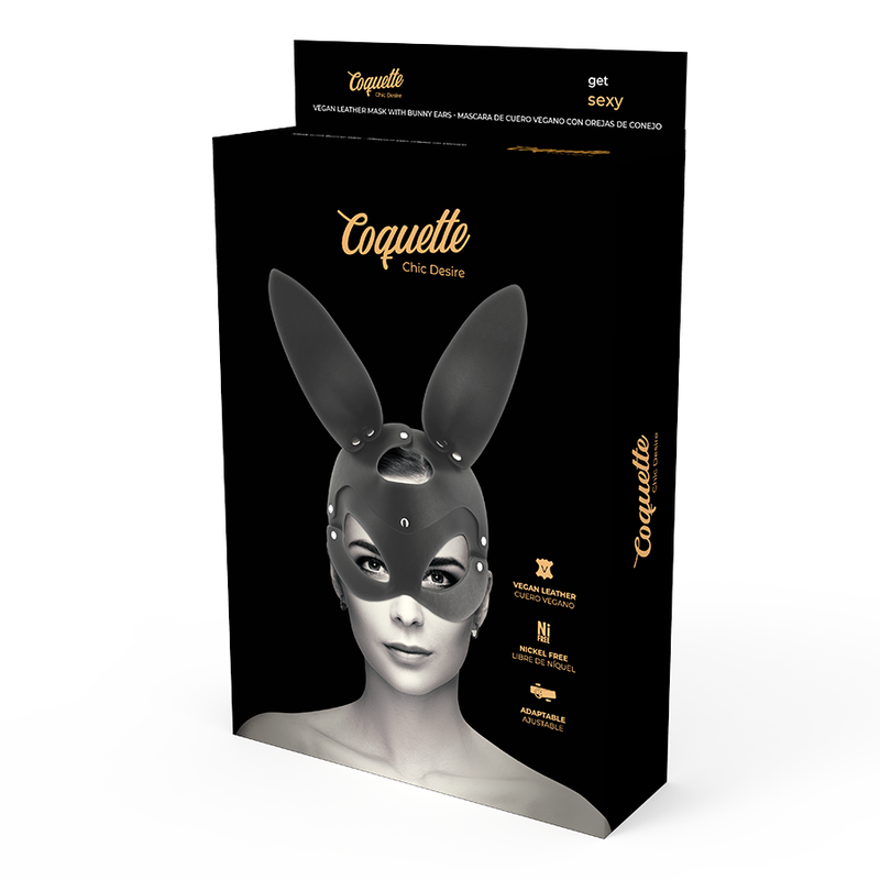 COQUETTE CHIC DESIRE - MASCHERINA IN PELLE VEGANA CON ORECCHIE DA CONIGLIETTO