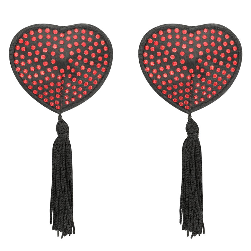 COQUETTE CHIC DESIRE - CUBREPEZONES CORAZÓN NEGRO/ROJO
