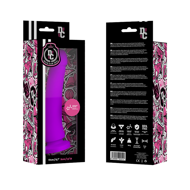 DELTA CLUB - JUGUETES DILDO LILA SILICONA MÉDICA 17 CM -O- 3 CM