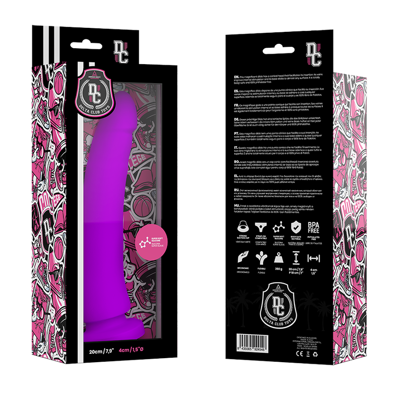 DELTA CLUB - JUGUETES DILDO LILA SILICONA MÉDICA 20 CM -O- 4 CM