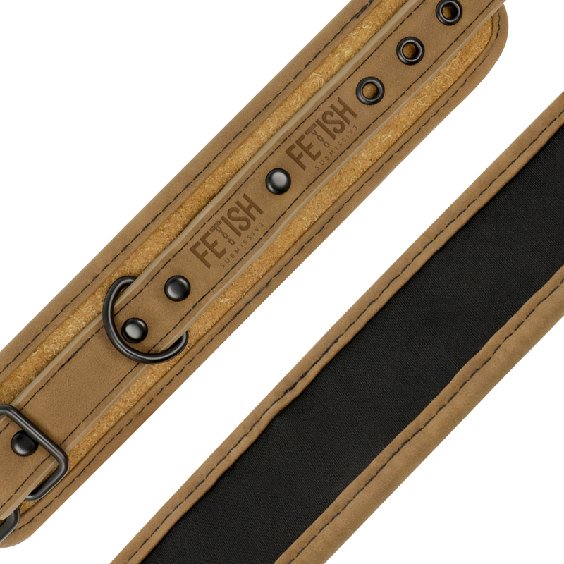 FETISH SUBMISSIVE ORIGEN - ESPOSAS DE TOBILLO DE CUERO VEGANO CON FORRO DE NEOPRENO