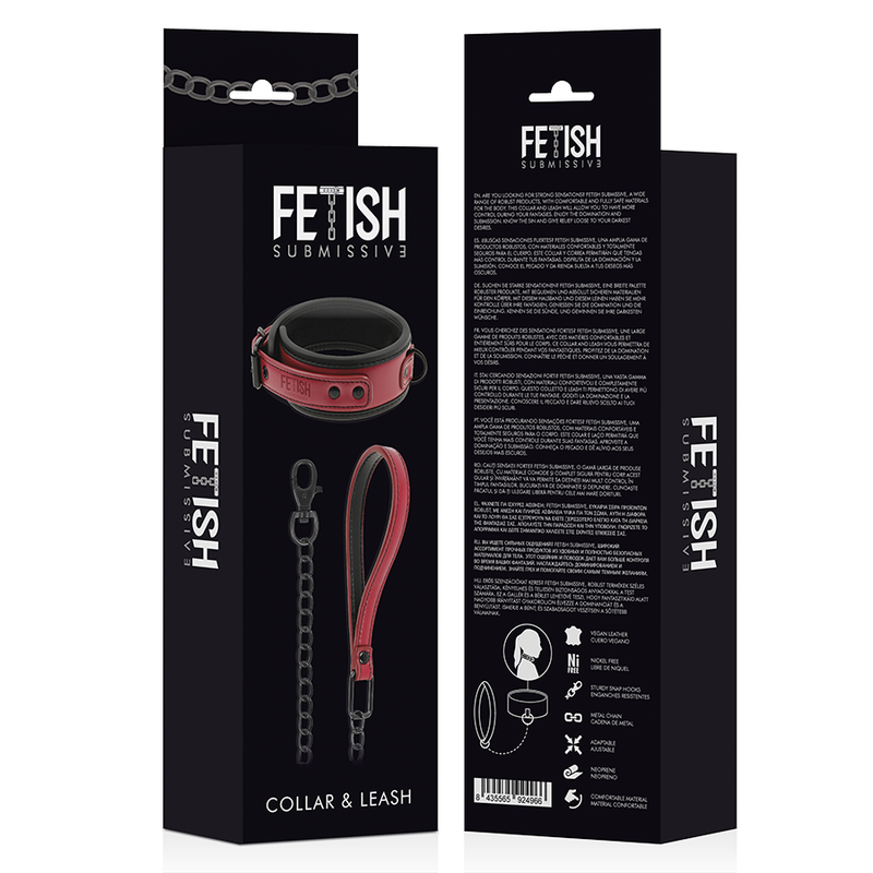 FETISH SUBMISSIVE DARK ROOM - COLLANA CON CATENA RIVESTITA IN NEOPRENE