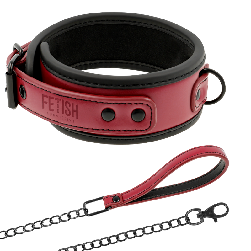 FETISH SUBMISSIVE DARK ROOM - COLLANA CON CATENA RIVESTITA IN NEOPRENE