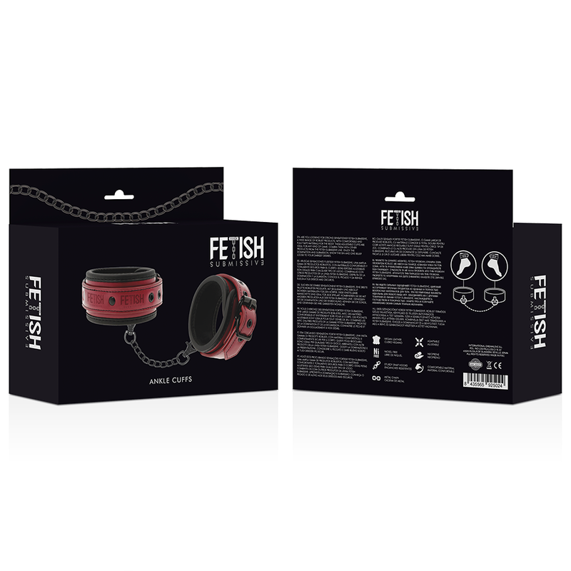 FETISH SUBMISSIVE DARK ROOM - MANETTE ALLA CAVIGLIA IN PELLE VEGANA CON FODERA IN NEOPRENE
