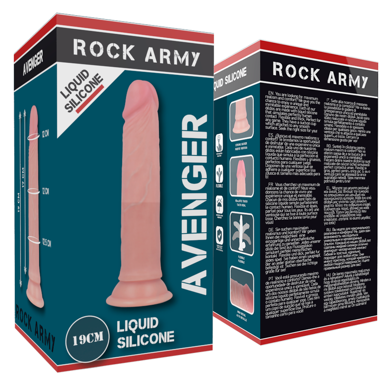 ROCKARMY - ARNÉS + DILDO DE SILICONA LÍQUIDA PREMIUM AVENGER 19 CM -O- 3.98 CM