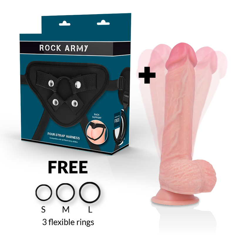 ROCKARMY - IMBRACATURA + ROTATORE E VIBRATORE HAWK 22 CM -O- 4,6 CM